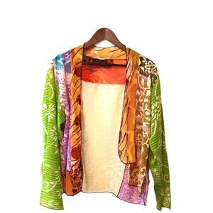 Sterling Styles 100% Artsilk One Size Jacket Kimono Open Multicolor Waist Length